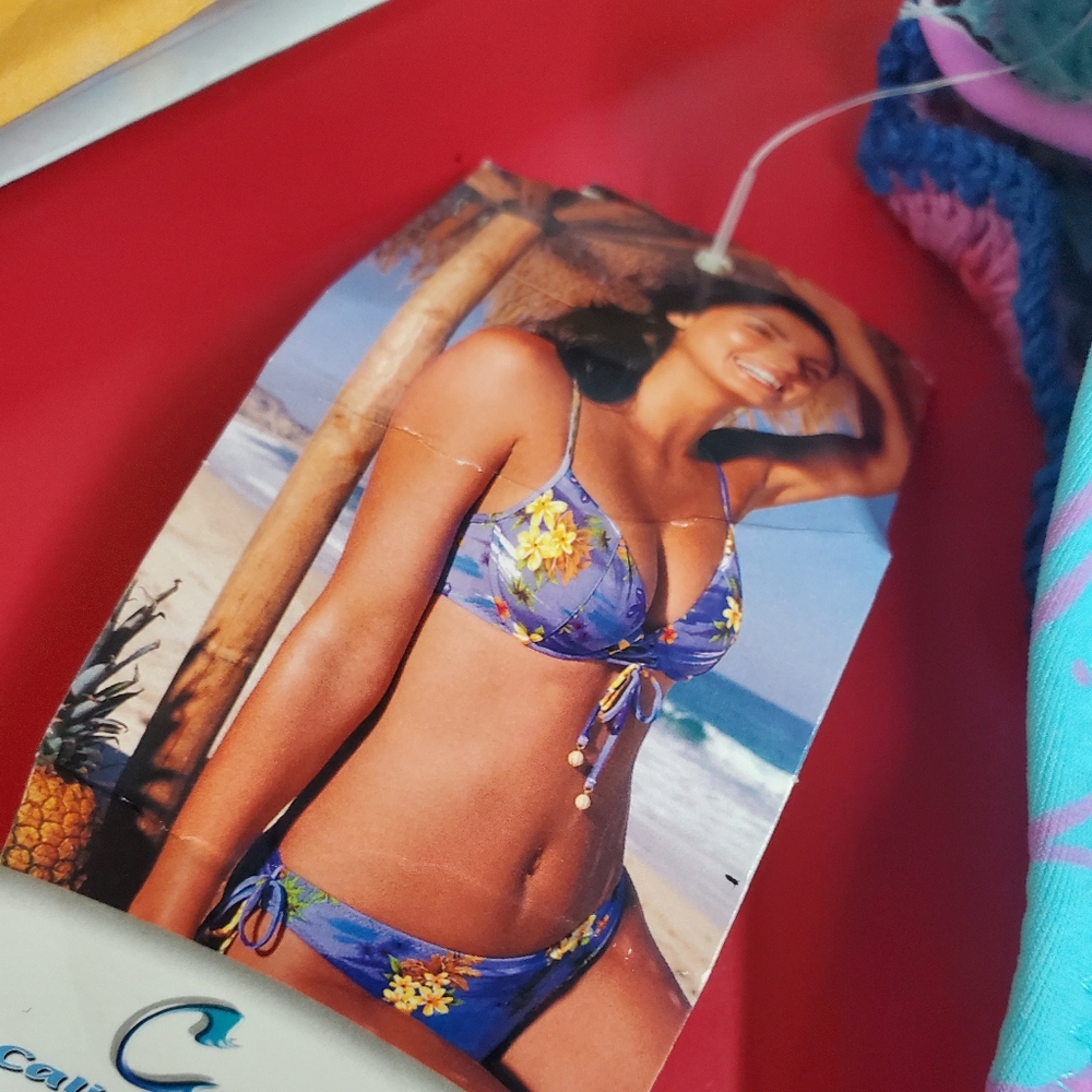 NWT CALIFORNIA WAVES Hawaiian Floral Crochet Tie Bikini Bottom - Small - Picture 7 of 7